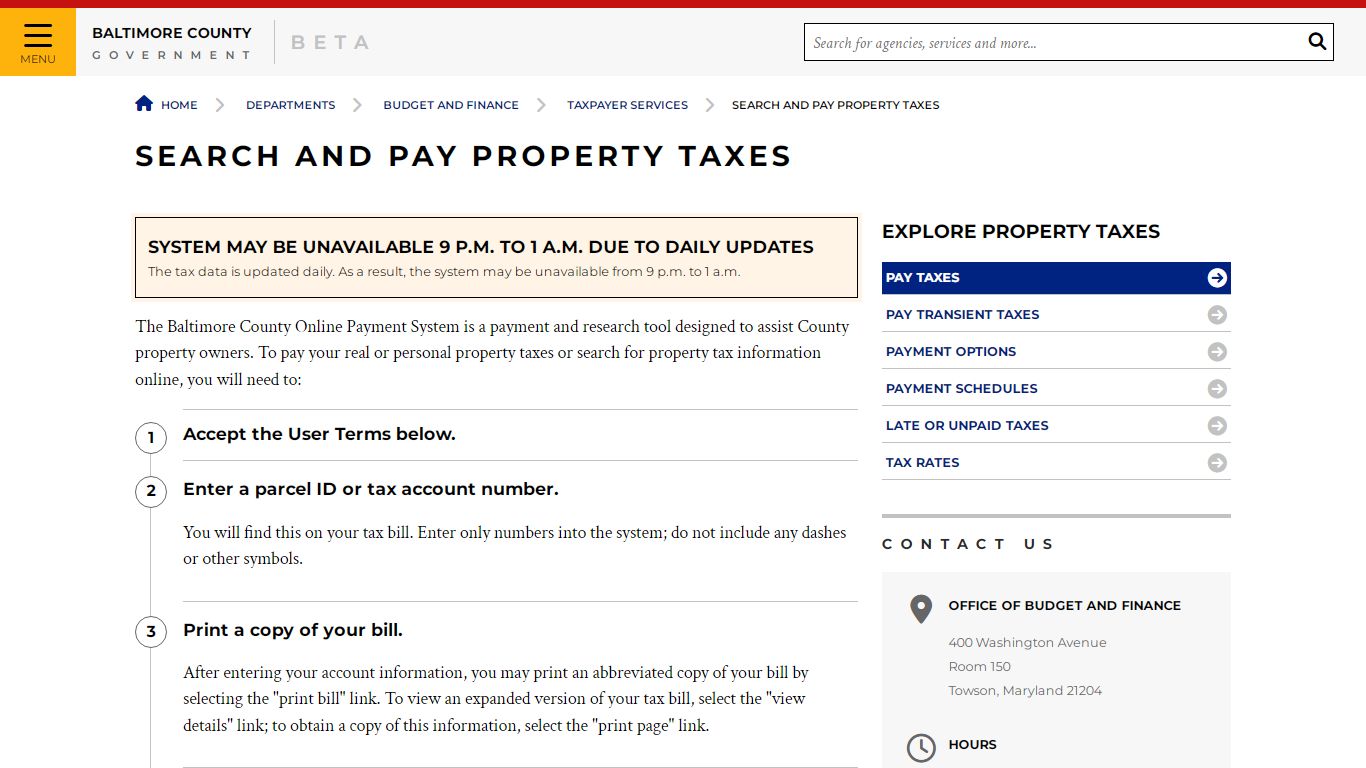 Search and Pay Property Taxes - Baltimore County, Maryland